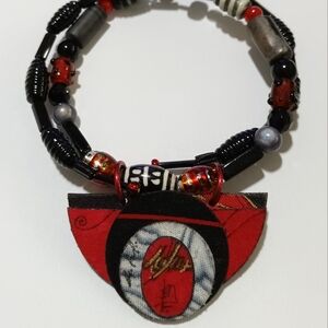 Necklace Bellows artist vintage red black